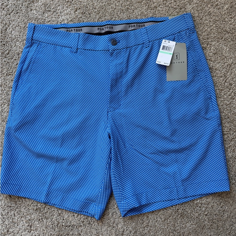 PGA Tour Men's Blue Shorts Princess Blue geometric design - size 34 NWT